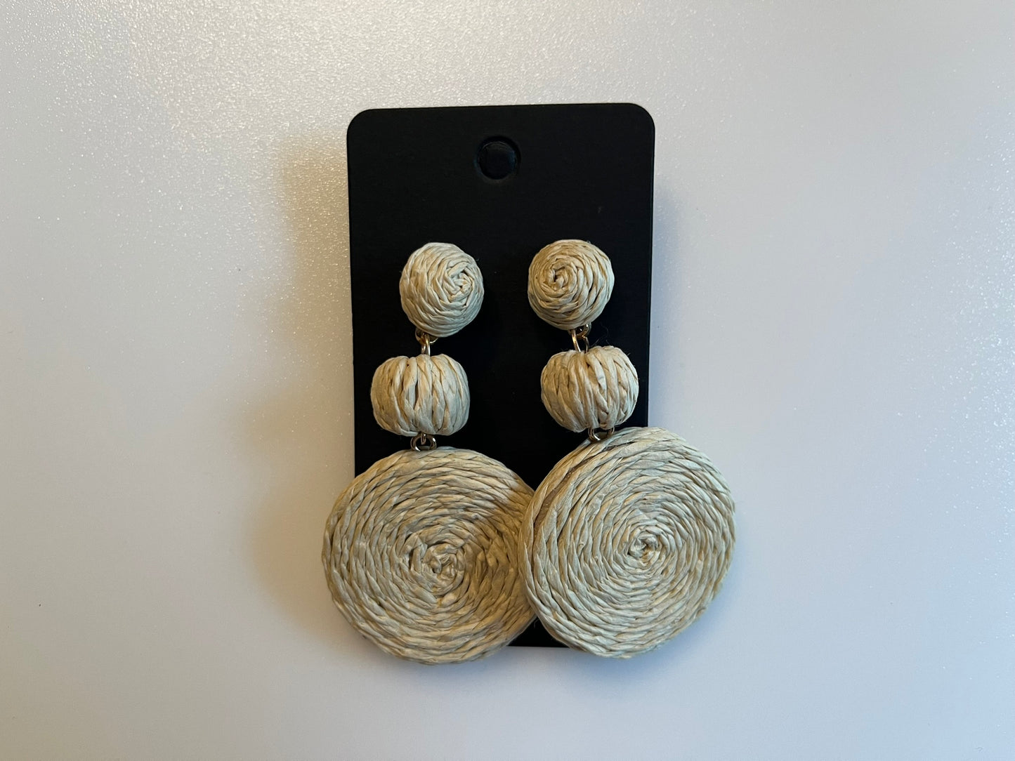 Earrings - Rattan Triple Stack - Cream