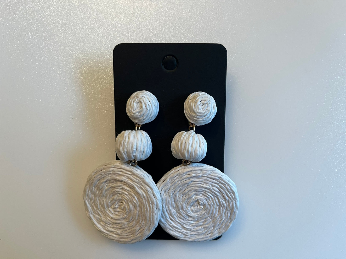 Earrings - Rattan Triple Stack - White