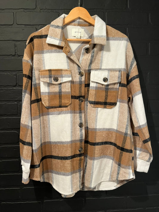 Plaid Shacket - Brown