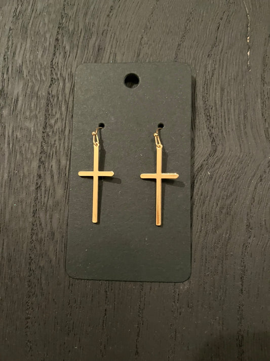Earrings - Cross - Gold