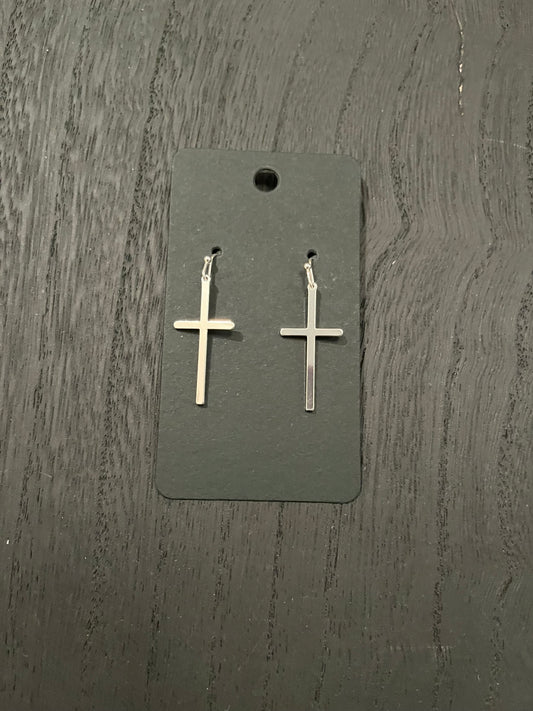 Earrings - Cross - Silver