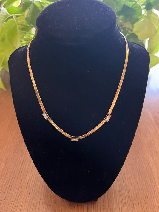 Necklace - Herringbone with Gems