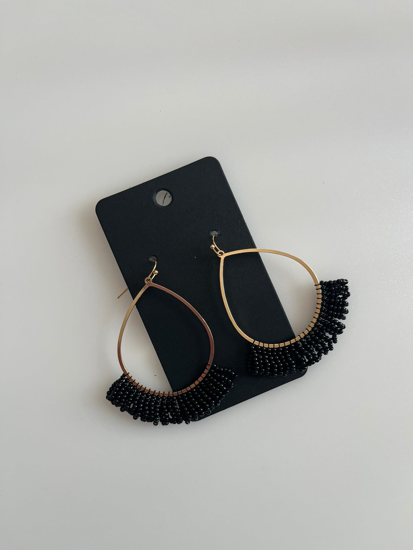 Earrings - Beaded Teardrop - Black