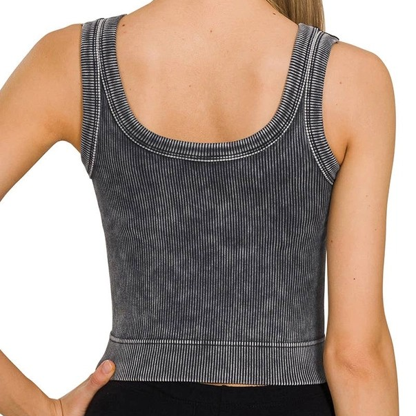 Acid Wash Tank Top - Black