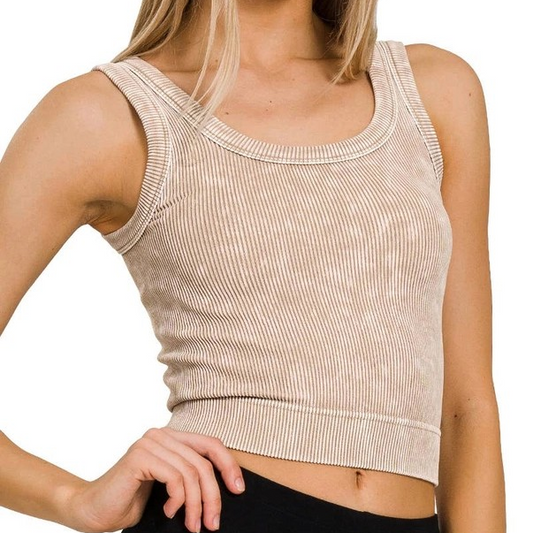 Acid Wash Tank Top - Mocha