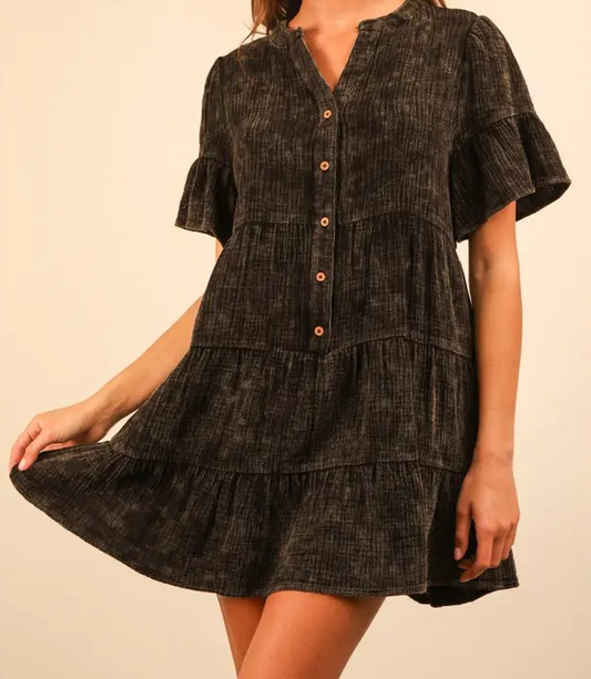 Bell Sleeve Dress - Black