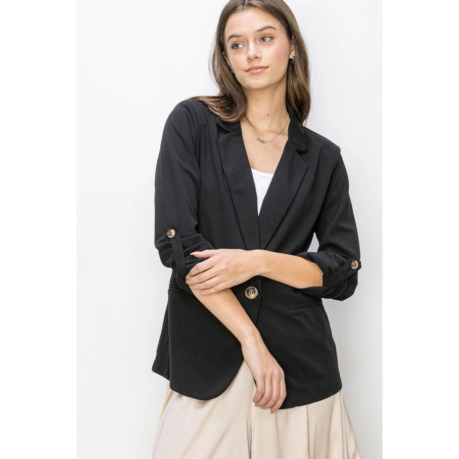 Blazer with Rolled Sleeves - Black