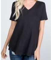 Short Sleeve V Neck Shirt - Black