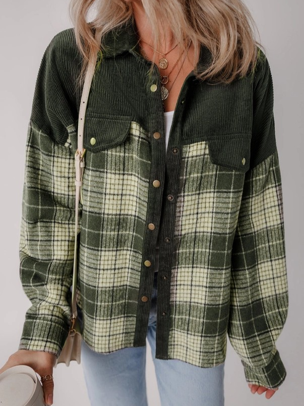 Colorblock Plaid Shacket