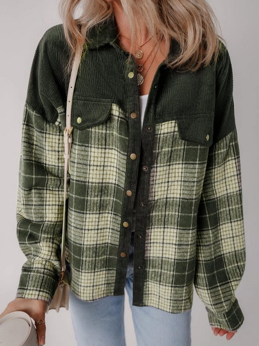 Colorblock Plaid Shacket