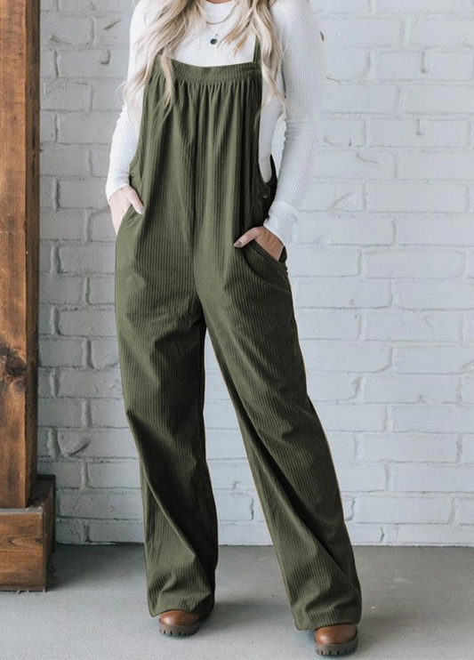 Soft Corduroy Jumpsuit - Olive