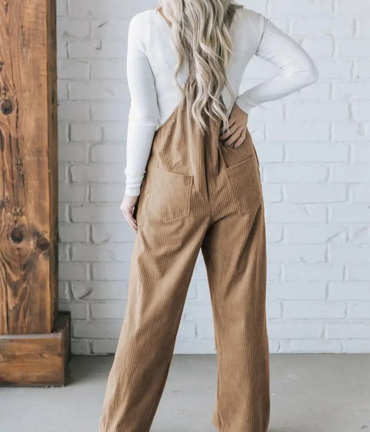 Soft Corduroy Jumpsuit - Tan