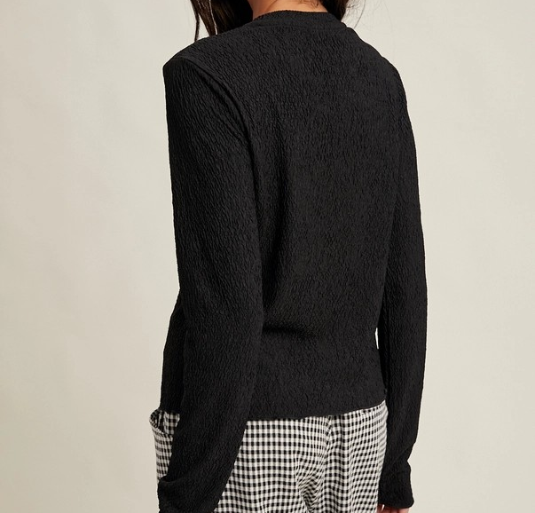 Crinkled Knit Top - Black