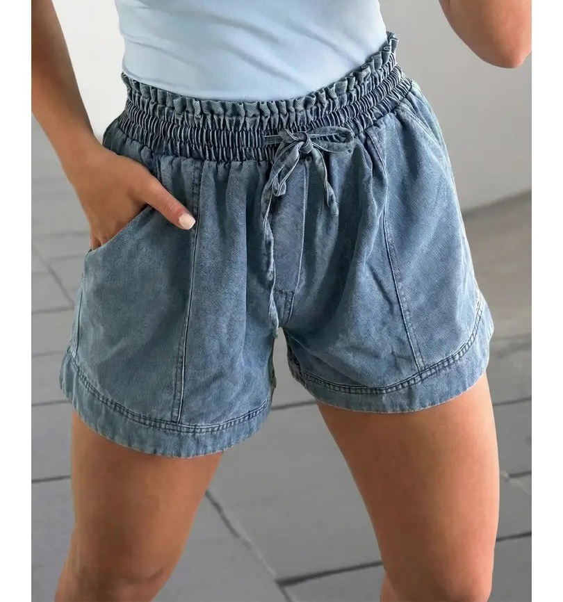 Denim Shorts - Elastic Waist