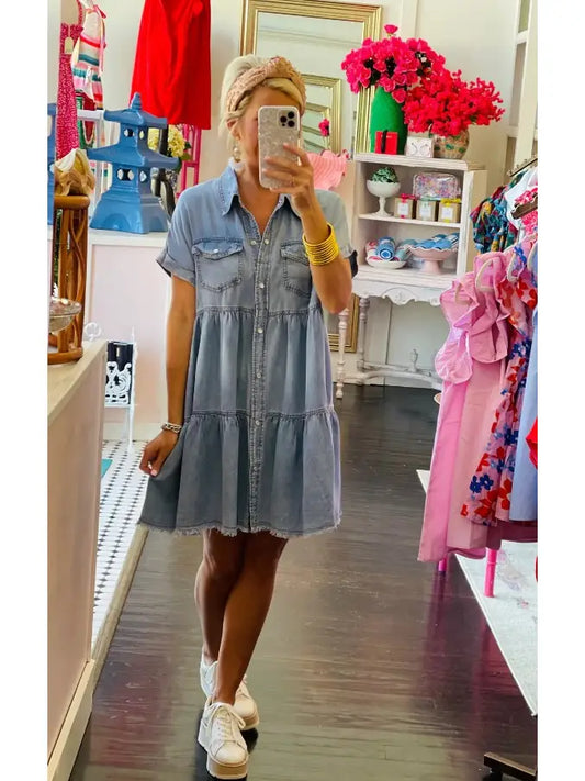 Denim Dress - Tiered