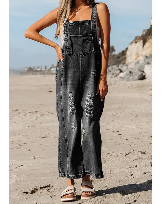 Distressed Denim Jumpsuit