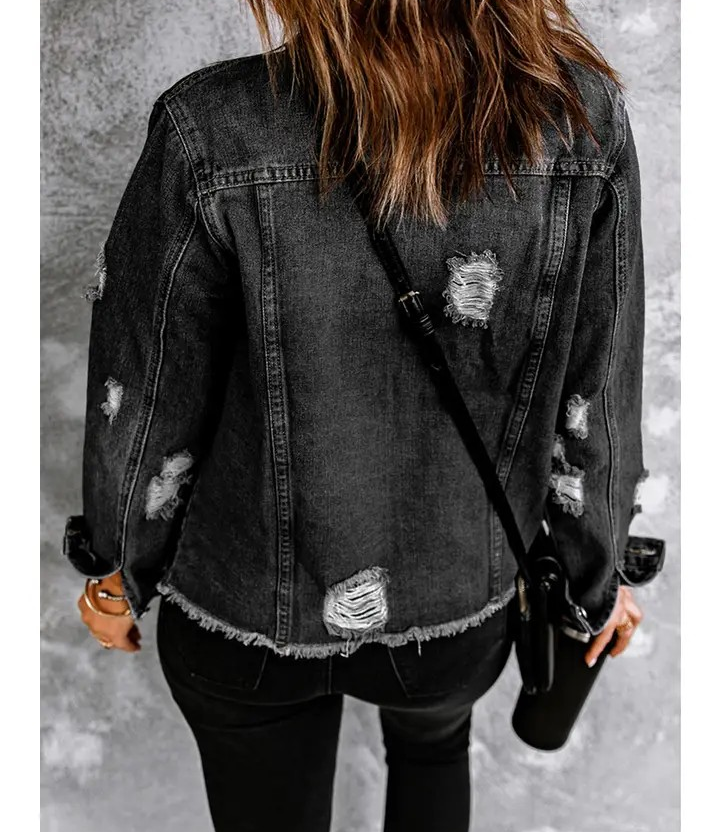Distressed Denim Shacket