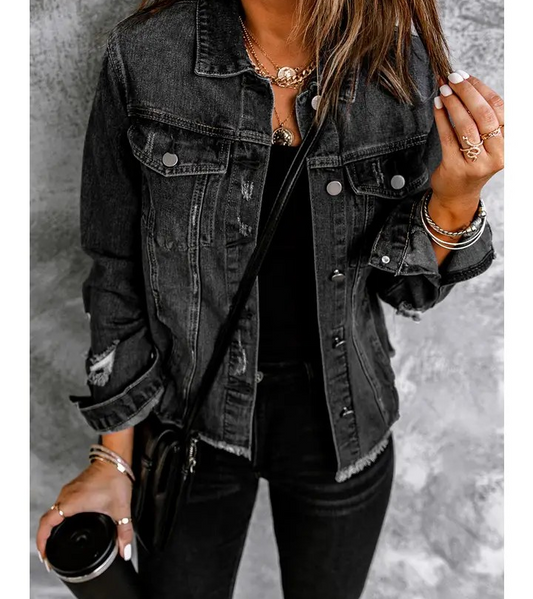 Distressed Denim Shacket