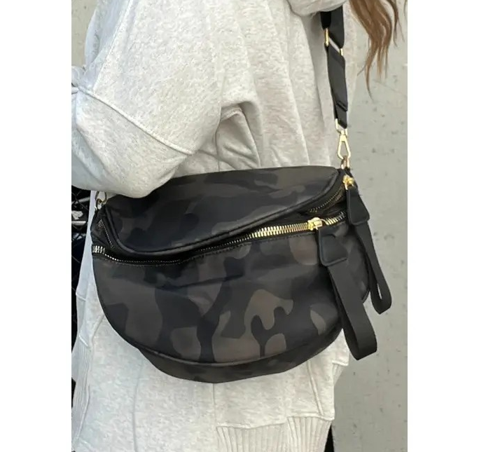 Double Zipper Crossbody - Gray