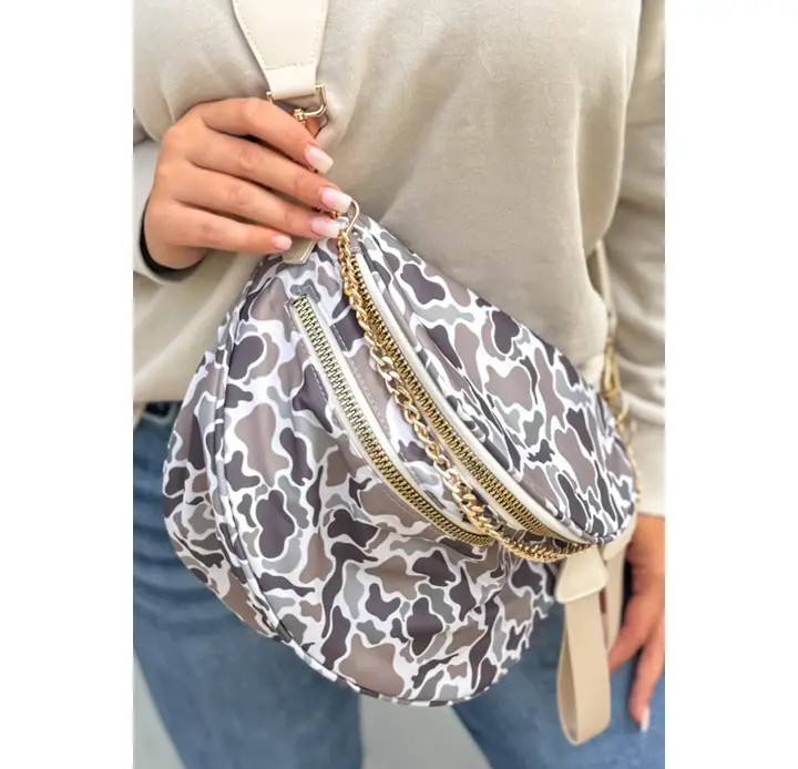 Double Zipper Crossbody - White