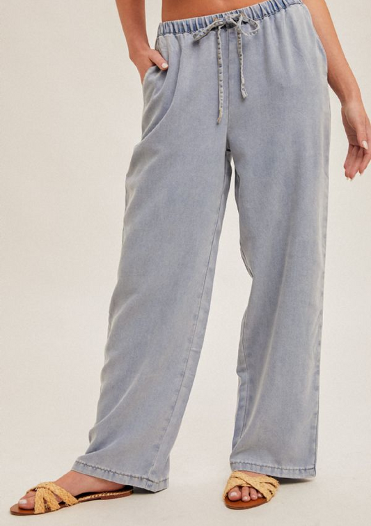 Drawstring Denim Pants