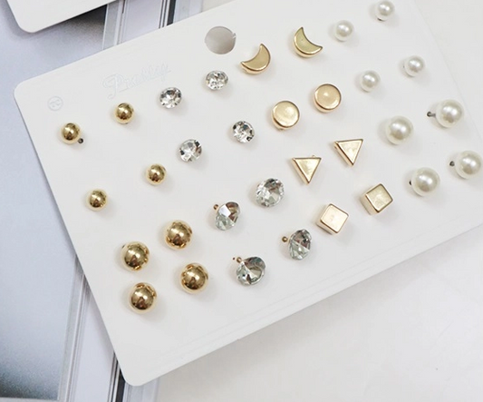 Earrings - Assorted Stud Set - Gold