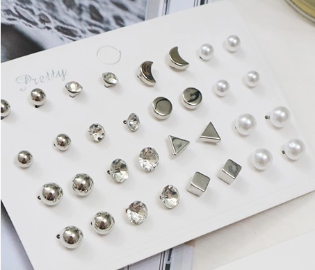 Earrings - Assorted Stud Set - Silver