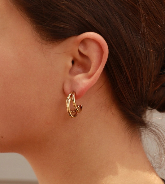 Earrings - Triple Oval Huggies