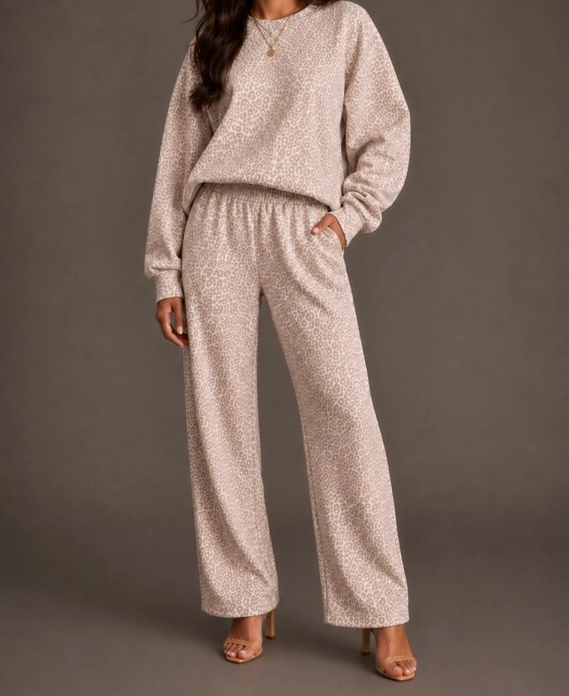 Fleece Set - Blush with Leopard Print