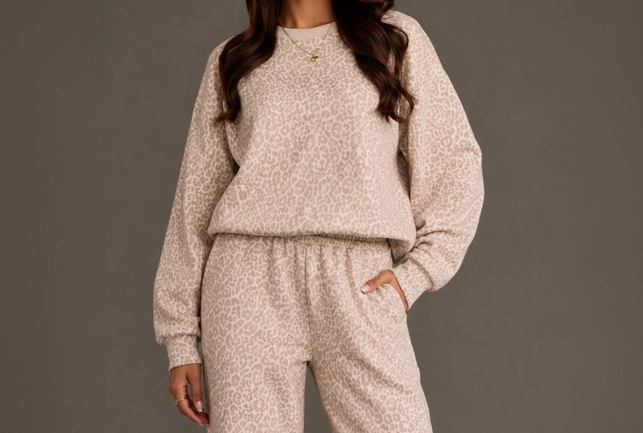 Fleece Set - Blush with Leopard Print