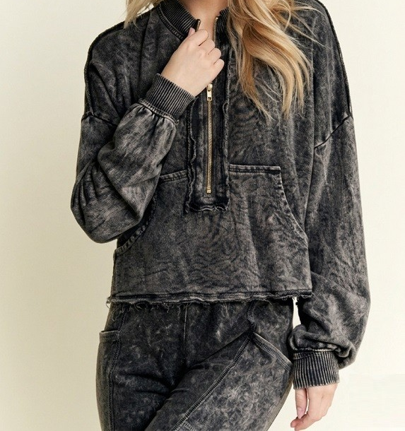 Pullover with Kangaroo Pocket- Black