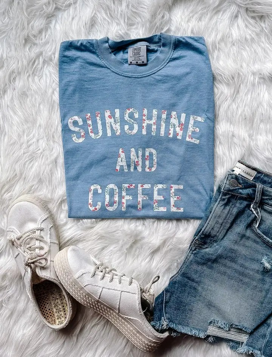 Graphic Tee - Sunshine & Coffee - Blue