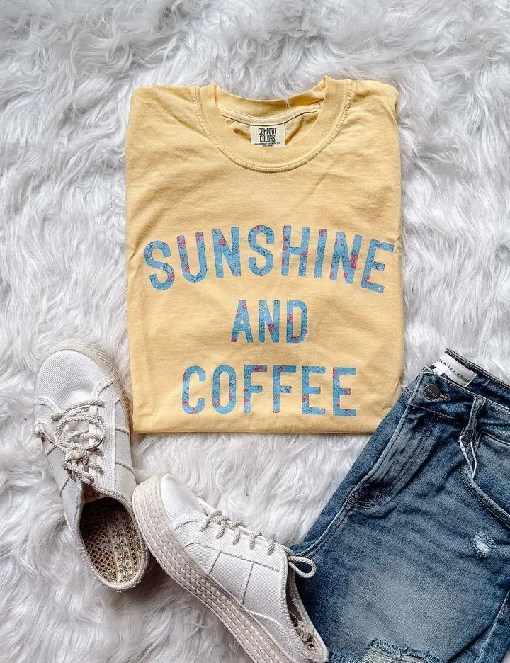 Graphic Tee - Sunshine & Coffee - Yellow