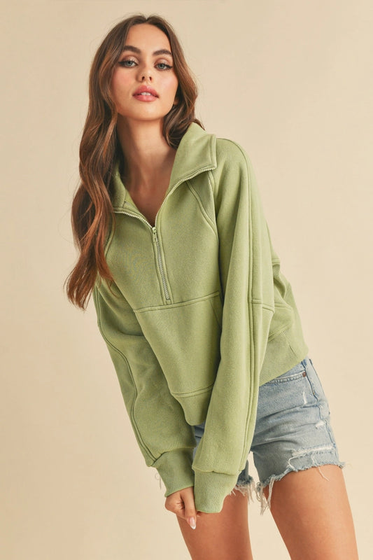 Half Zip Sweatshirt - Sage