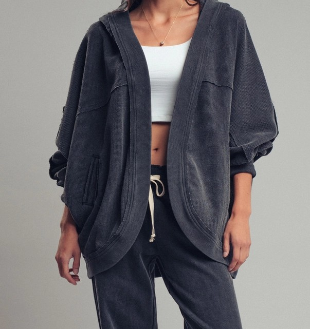 Hooded Cardigan - Charcoal