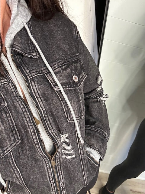 Hooded Zip Up Shacket