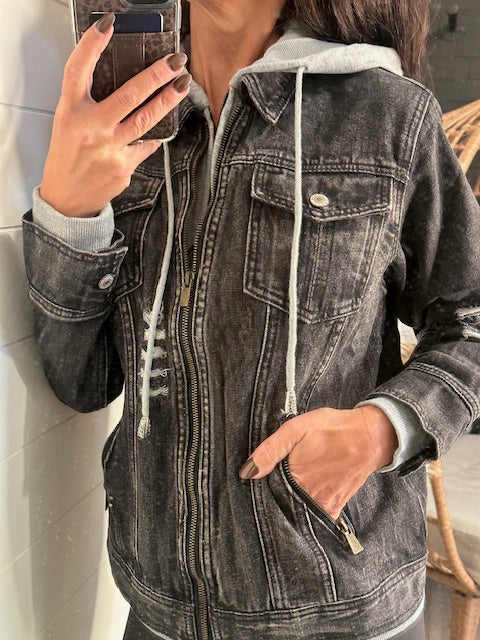 Hooded Zip Up Shacket