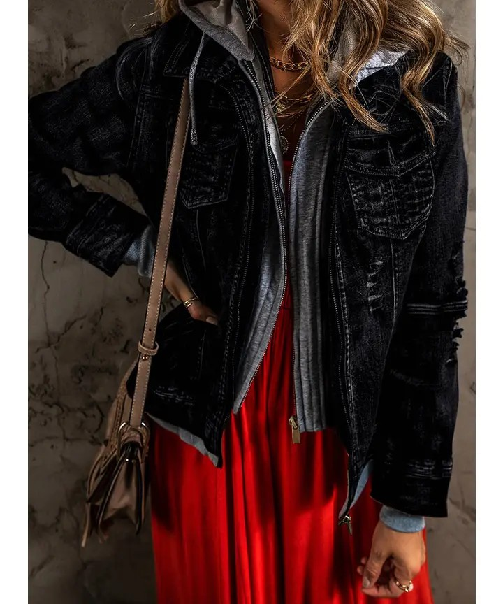 Hooded Zip Up Shacket