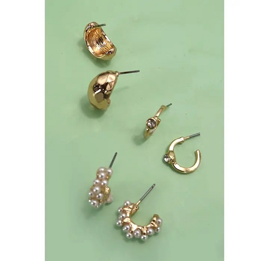 Earrings - Huggie Hoop Trio