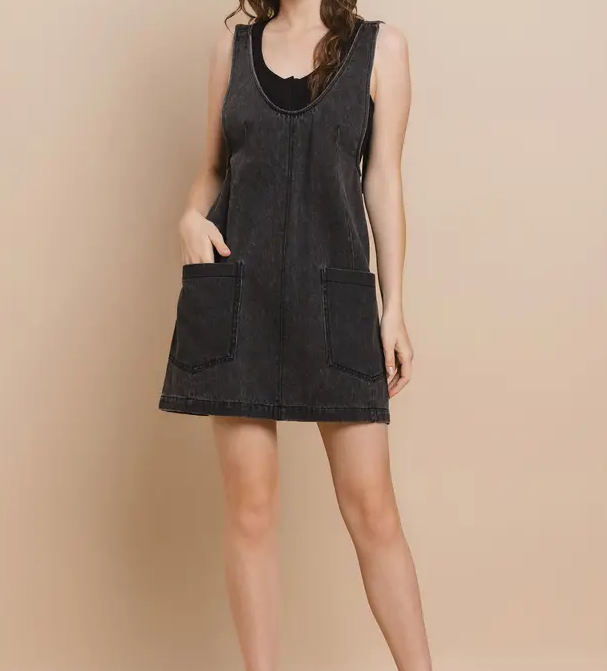 Jumper Dress Overall - Denim Black