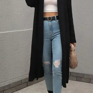Long Cardigan Sweater - Black