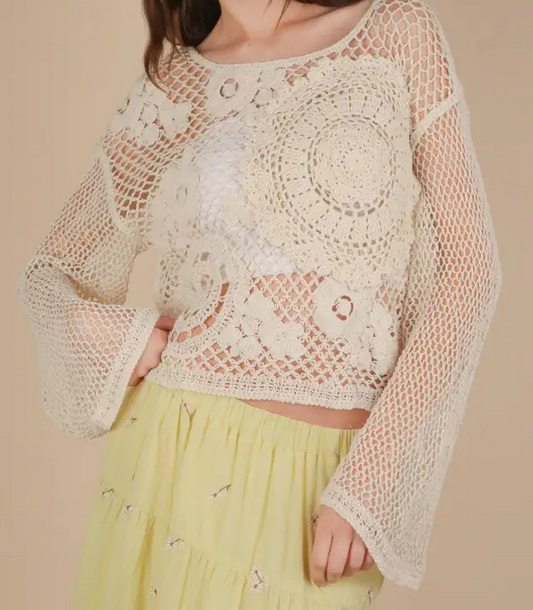 Long Sleeve Crochet Top