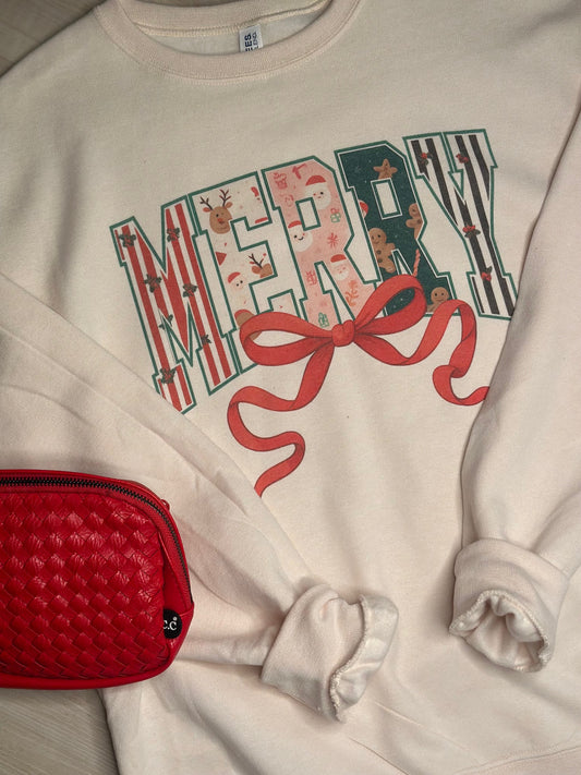 Sweatshirt - Merry with Bow