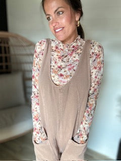 Mock Neck Mesh Top - Floral Print