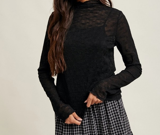 Mesh Top with Cami - Black