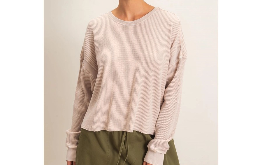 Open Back Ribbed Top - Taupe