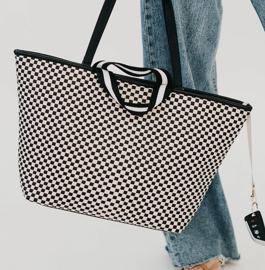 Organizer Tote Bag - Black Checkered
