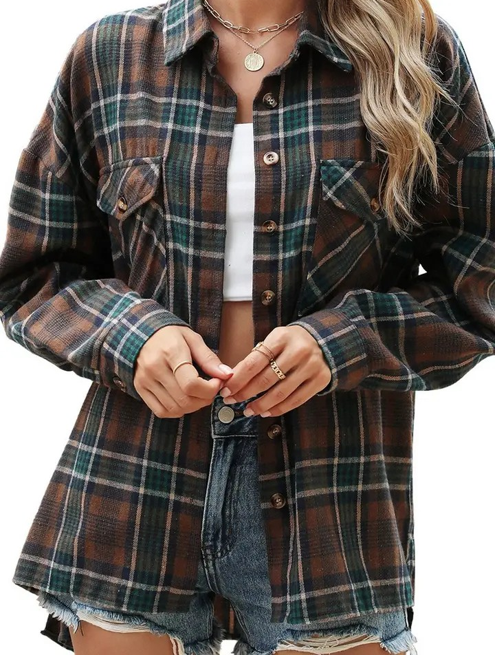 Oversized Shacket - Brown Plaid