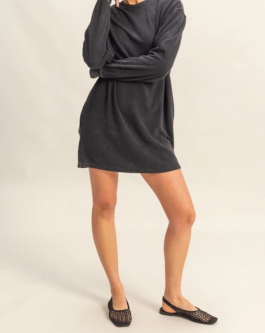 Oversized Sweatshirt Dress - Black