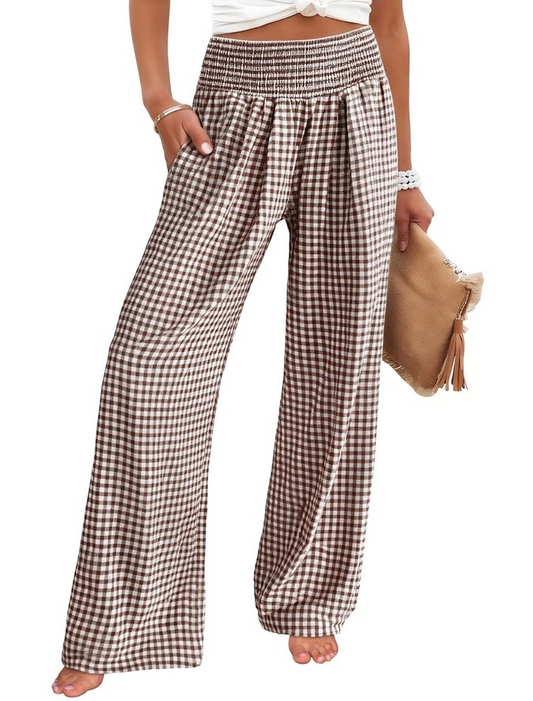Checkered Pants - Brown